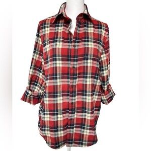 Brandy Melville all American vintage inspired red plaid button down flannel top